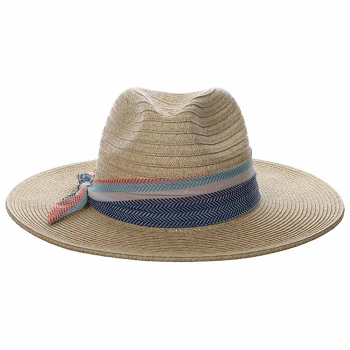 Elsie Striped Chiffon Tie Safari Hat - Cappelli Straworld Safari Hat Cappelli Straworld