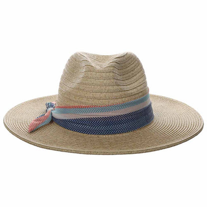 Elsie Striped Chiffon Tie Safari Hat - Cappelli Straworld Safari Hat Cappelli Straworld