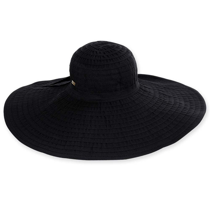 Extra Large Brim Packable Beach Hat - Sun'N'Sand Hats Wide Brim Sun Hat Sun N Sand Hats HH1108B Black M/L (57-58 cm)