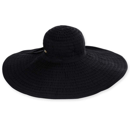 Extra Large Brim Packable Beach Hat - Sun'N'Sand Hats Wide Brim Sun Hat Sun N Sand Hats HH1108B Black M/L (57-58 cm)