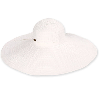 Extra Large Brim Packable Beach Hat - Sun'N'Sand Hats Wide Brim Sun Hat Sun N Sand Hats HH1108A White M/L (57-58 cm)