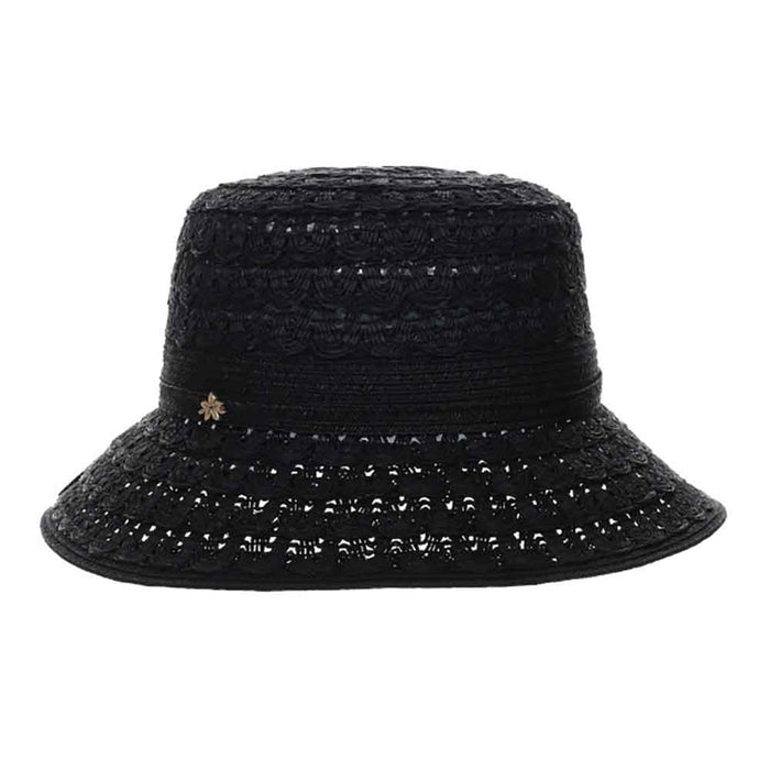 Fancy Braid Straw Summer Cloche - Cappelli Straworld Hats Cloche Cappelli Straworld CSW424-BLK Black M/L (58 cm)