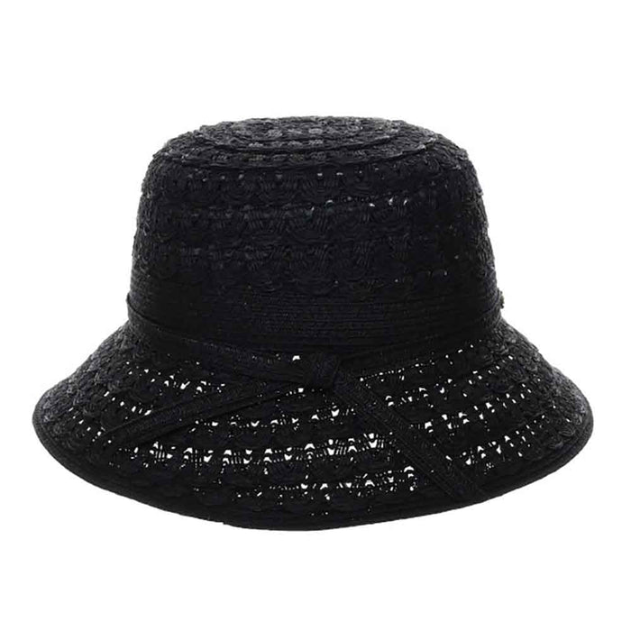 Fancy Braid Straw Summer Cloche - Cappelli Straworld Hats Cloche Cappelli Straworld