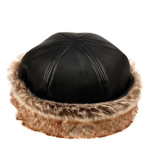 Faux Leather and Fur Pillbox Hat - Angela & William Pillbox Hat Epoch Hats CL2191 Black Large