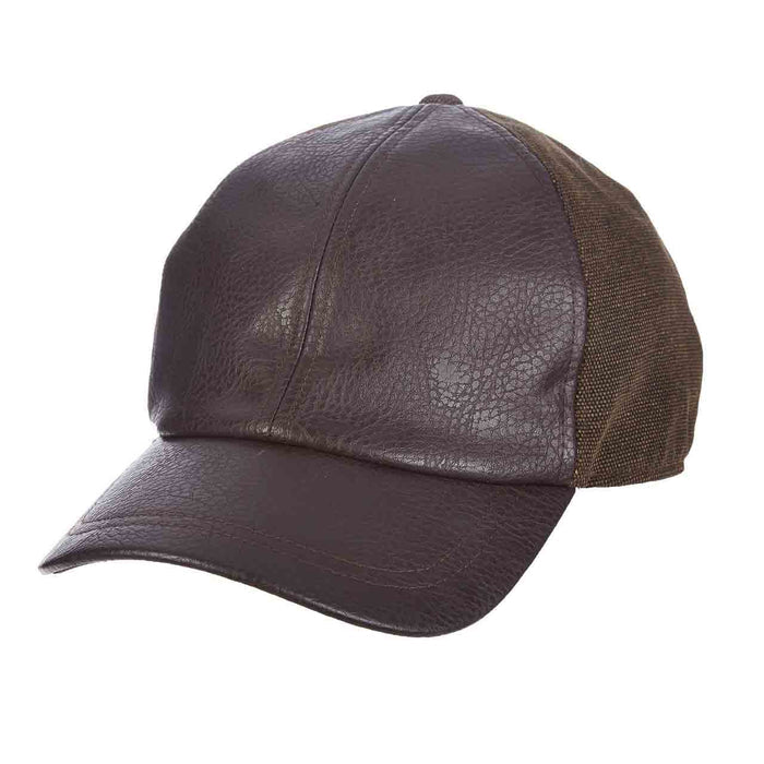Faux Leather Baseball Cap - Dorfman Hats Cap Dorfman Hat Co. BC328 Brown OS