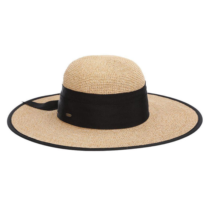 Fine Crocheted Wide Brim Sun Hat with Bound Brim - Scala Collection Wide Brim Sun Hat Scala Hats LT231 Natural OS (57 cm)