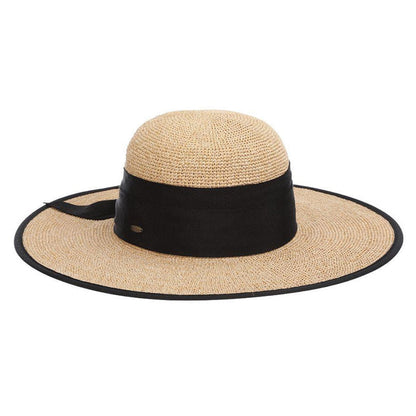 Fine Crocheted Wide Brim Sun Hat with Bound Brim - Scala Collection Wide Brim Sun Hat Scala Hats LT231 Natural OS (57 cm)