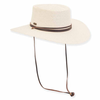 Flat Crown Gaucho Hat with Chin Strap - Sun 'N' Sand Hat Bolero Hat Sun N Sand Hats HH2533C Ivory Medium (57 cm)