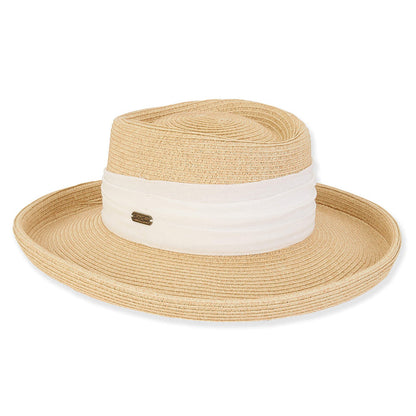 Flat Crown Up Brim Sun Hat - Sun 'N' Sand Hat Gambler Hat Sun N Sand Hats HH2703C Natural M/L (58 cm)