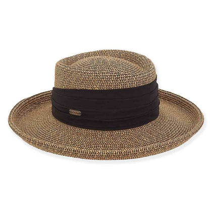 Flat Crown Up Brim Sun Hat - Sun 'N' Sand Hat Gambler Hat Sun N Sand Hats HH2703B Black Tweed M/L (58 cm)