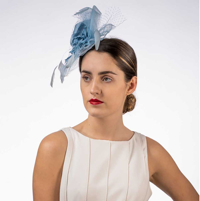Flower Adorned Crinoline Comb Fascinator - KaKyCO Fascinator KaKyCO