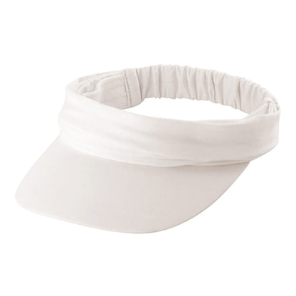 Fold Away Crown Cotton Sun Visor Cap for Small Heads - MCI Hats Visor Cap MegaCI 4080B-WHT White OS