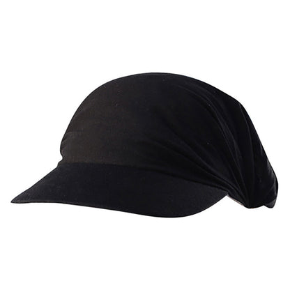 Fold Away Crown Cotton Sun Visor Cap for Small Heads - MCI Hats Visor Cap MegaCI 4080B-BLK Black OS
