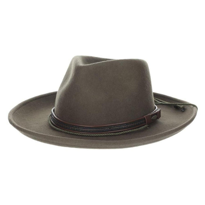 Four Seasons Wool Felt Safari Hat with Chin Cord - Scala Hats Safari Hat Scala Hats DF212-BLK3 Khaki Large (59 cm)