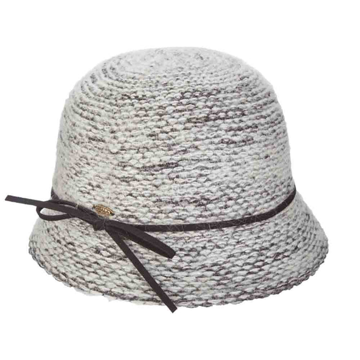 Fuzzy Knit Brim Cloche Hat - Dorfman Pacific Cloche Dorfman Hat Co. LW678 Black Medium (57 cm)