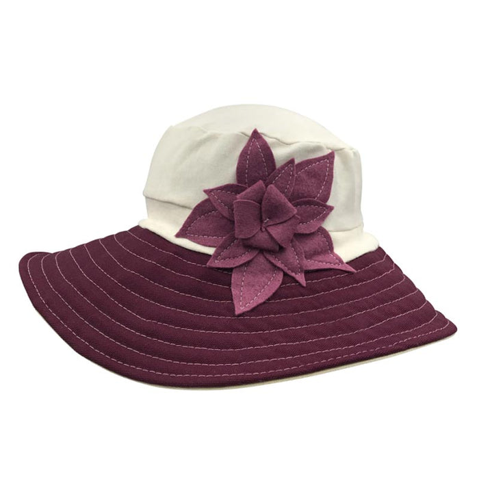 Garibaldi Organic Cotton Stretch Fit Sun Hat - Flipside Hats Wide Brim Hat Flipside Hats H017-011 Burgundy