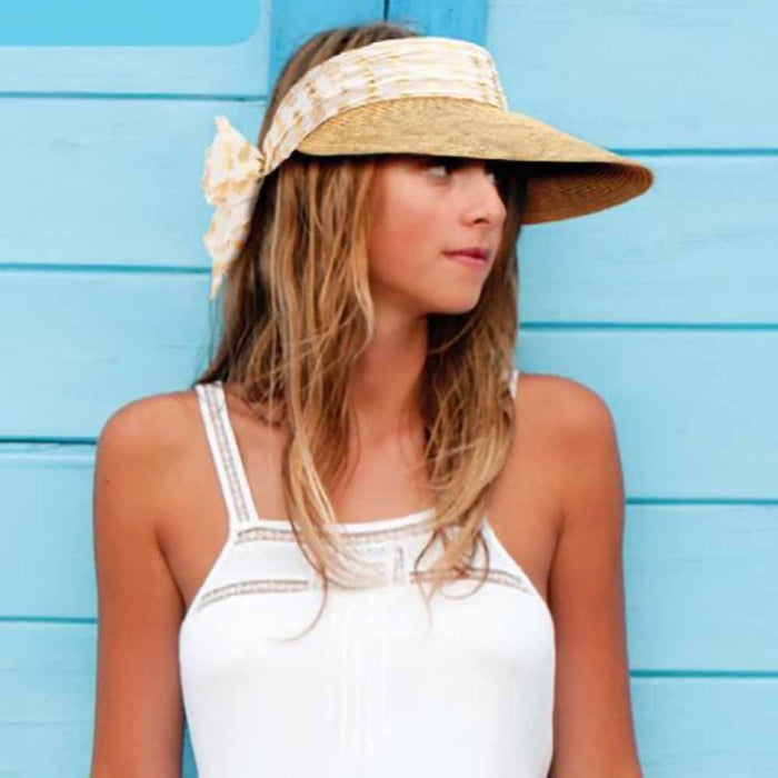 Gold Pelican Sash Wide Brim Sun Visor - Caribbean Joe Hats Visor Cap Caribbean Joe