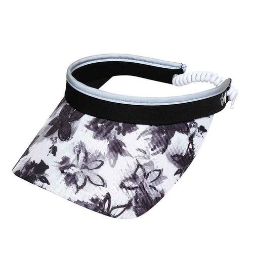 Graphite Flower Golf Sun Visor with Coil Lace - GloveIt® Golf Hats Visor Cap GloveIt V277 Black / White