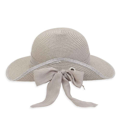 Grey Pinned Up Brim Sun Hat with Sash - Sun 'N' Sand Hats Facesaver Hat Sun N Sand Hats
