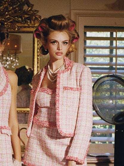 Bianca Metallic-Woven Fringe Pink Jacket