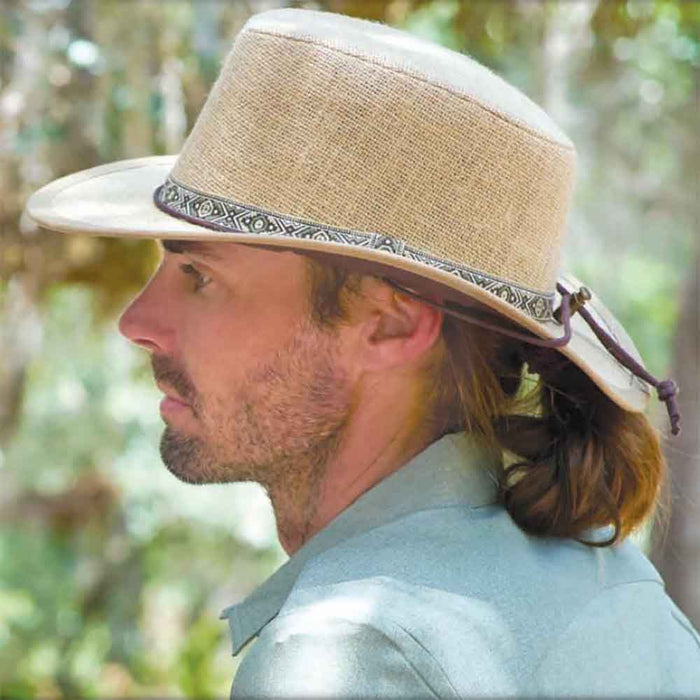 Hemp Outback Hat with Chin Cord - Dorfman Hats Safari Hat Dorfman Hat Co.