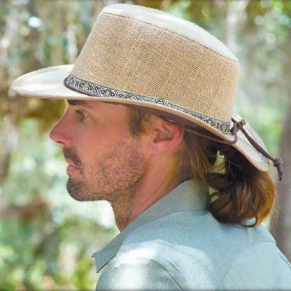 Hemp Outback Hat with Chin Cord - Dorfman Hats Safari Hat Dorfman Hat Co.