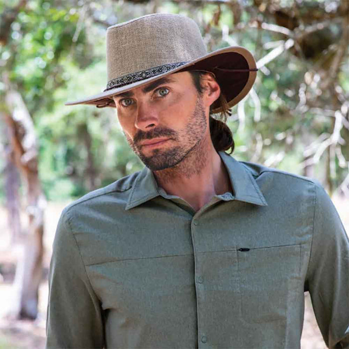 Hemp Outback Hat with Chin Cord - Dorfman Hats Safari Hat Dorfman Hat Co.
