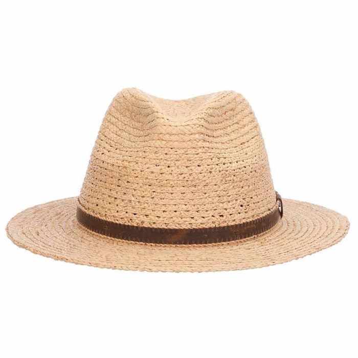 Inagua Raffia Fedora Hat with Leather Band  - Tommy Bahama Hats Fedora Hat Tommy Bahama Hats TBW258OS-LX Natural L/XL (58-60cm)