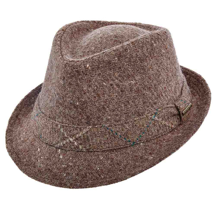 Italian Wool Fedora Hat with Plaid Band - Stetson Hats Fedora Hat Stetson Hats STW242 Brown Large