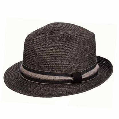 Jericho Fedora Hat with Faux Feather Band - Brooklyn Hat Co Fedora Hat Brooklyn Hat BKN1583M Black Medium (22 3/8")