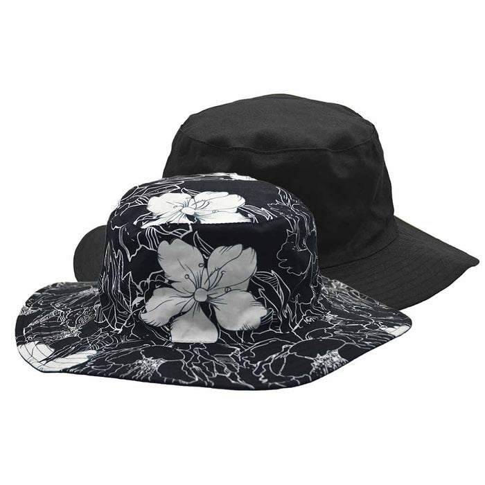 Junior Reversible Wide Brim Cotton Boonie Hat - Karen Keith Hats Bucket Hat Great hats by Karen Keith CH98K-F Black S/M (56-57 cm)
