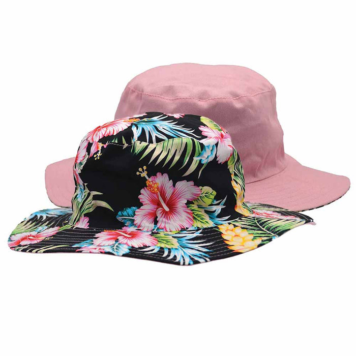 Junior Reversible Wide Brim Cotton Boonie Hat - Karen Keith Hats Bucket Hat Great hats by Karen Keith CH98K-J Pink S/M (56-57 cm)