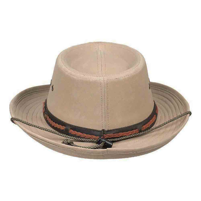 Khaki Cotton Tiller with Chin Cord - Legendary Stetson Hats Gambler Hat Stetson Hats