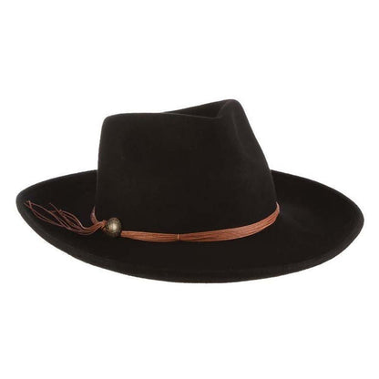Large Curled Brim Wool Felt Rancher Safari - Scala Hats Safari Hat Scala Hats LF246-BLK Black Medium (57 cm)