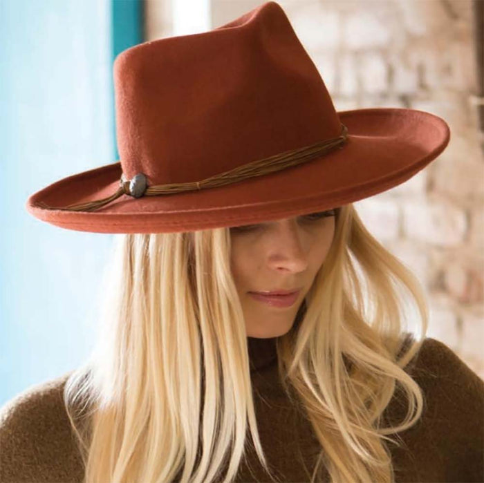 Large Curled Brim Wool Felt Rancher Safari - Scala Hats Safari Hat Scala Hats