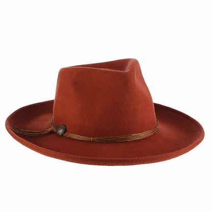 Large Curled Brim Wool Felt Rancher Safari - Scala Hats Safari Hat Scala Hats LF246-RST Rust Medium (57 cm)
