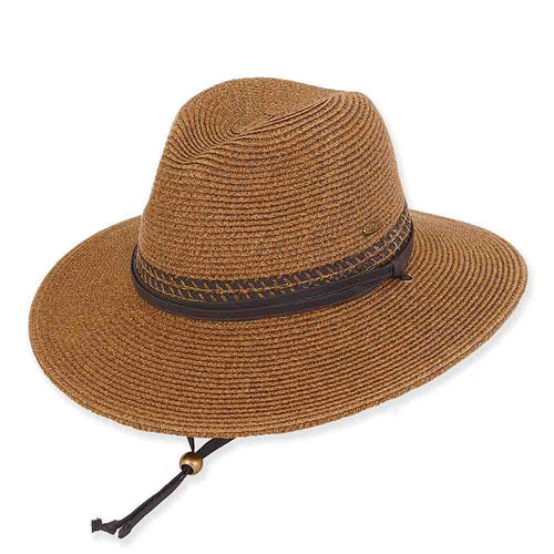 Large Size Unisex Straw Hiking Hat - Tidal Tom™ Safari Hat Tidal Tom HTT1040B-ML Brown Tweed M/L (57-59 cm)