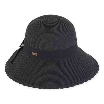 Large Size Women's Hats: Big Brim Hat with Bow - Sun 'N' Sand Hats Wide Brim Hat Sun N Sand Hats HH1596DXL Black Large (59 cm)