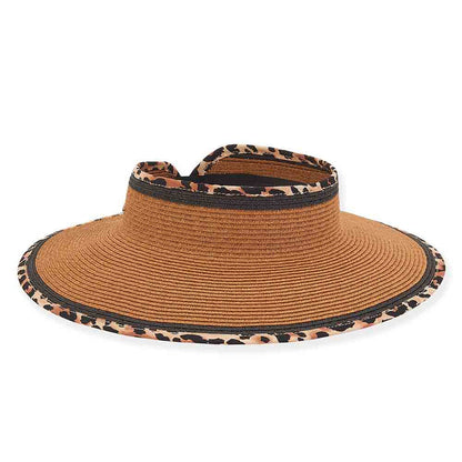 Leopard Print Wrap Around Visor Hat - Sun 'N' Sand Hats Visor Cap Sun N Sand Hats HH2733B Brown