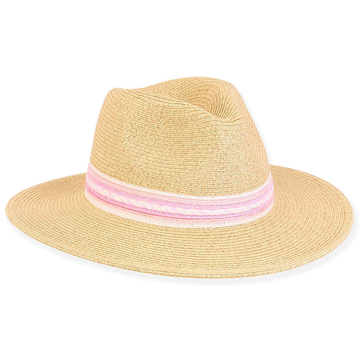 Luna Petite Straw Safari Hat with Pink Band - Sunny Dayz™ Safari Hat Sun N Sand Hats HK438 Natural Small (54 cm)