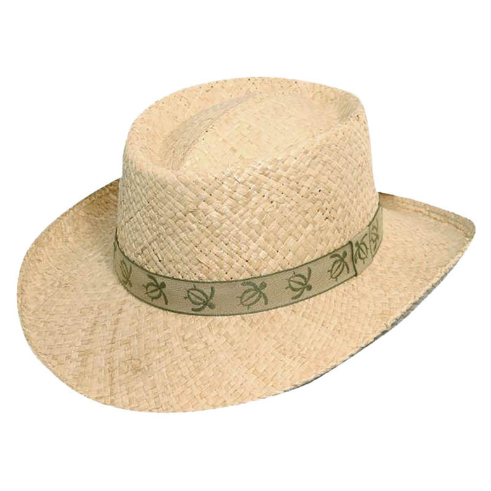 Marco Woven Raffia Gambler Hat with Turtle Tape Band - Scala Hats for Men Gambler Hat Scala Hats MR96-NAT1 Khaki S/M (21 1/2"-22 1/8")