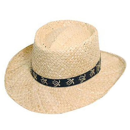 Marco Woven Raffia Gambler Hat with Turtle Tape Band - Scala Hats for Men Gambler Hat Scala Hats MR96-BLK1 Black S/M (21 1/2"-22 1/8")