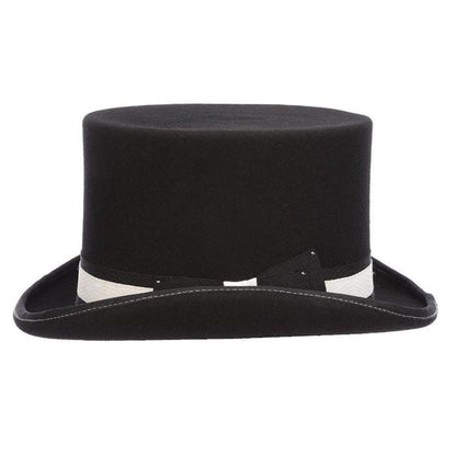 Mc Hale 5.5" Tall Black & White Wool Felt Top Hat - Scala Hat Top Hat Scala Hats