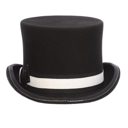 Mc Hale 5.5" Tall Black & White Wool Felt Top Hat - Scala Hat Top Hat Scala Hats