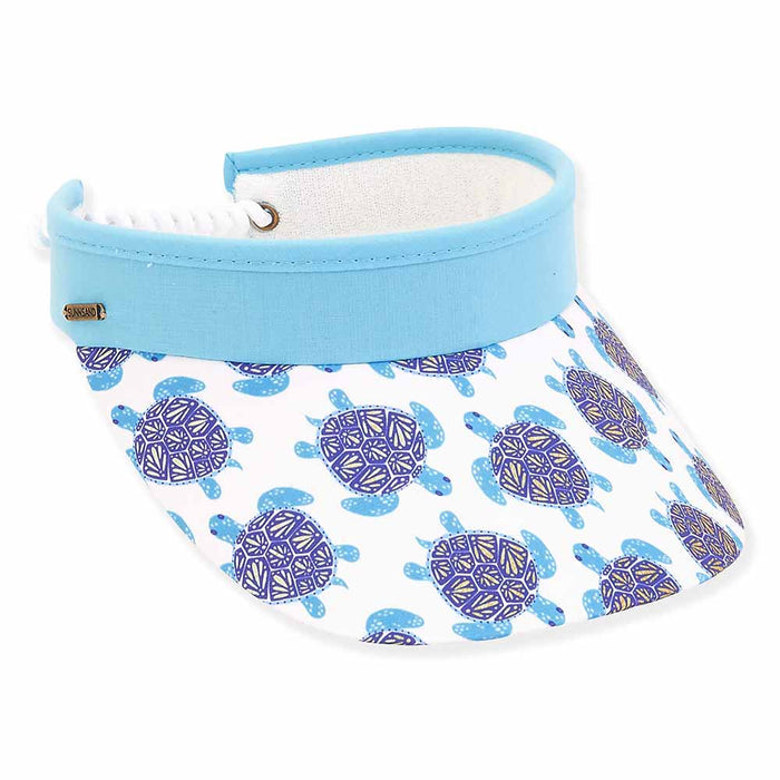 Melon Sea Turtle Sun Visor with Coil Closure - Sun 'N' Sand Hats Visor Cap Sun N Sand Hats HH2756 Blue