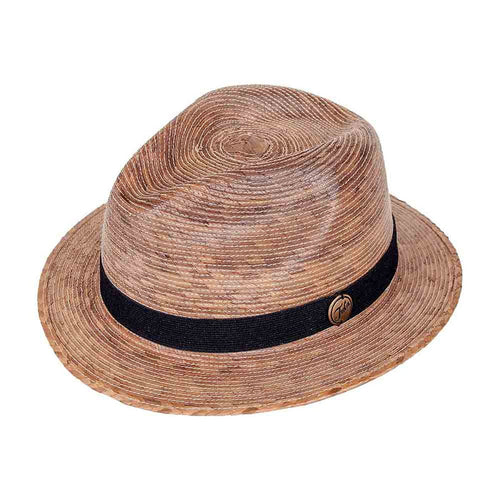 Memphis Burnt Palm Leaf Fedora Hat - Tula Hats Fedora Hat Tula Hats TU1-1690 Burnt Palm S/M Stretch band (56-57 cm)
