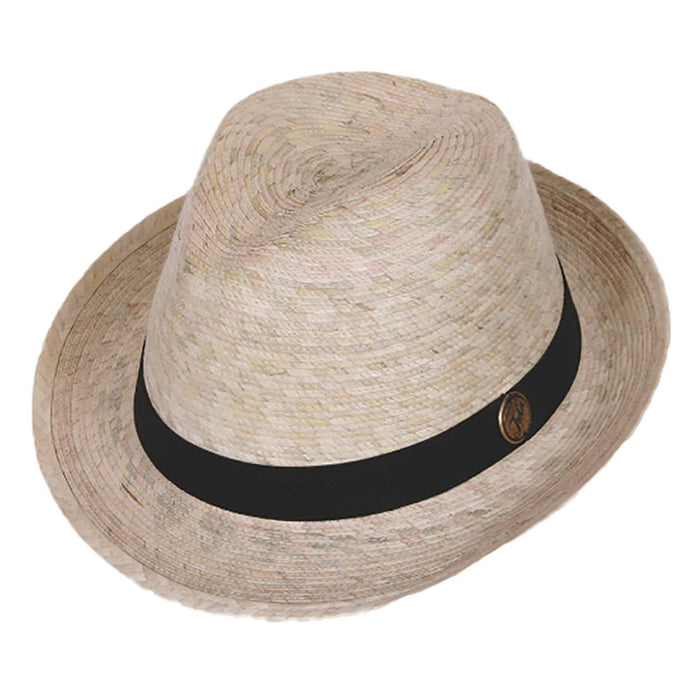 Memphis Burnt Palm Leaf Fedora Hat - Tula Hats Fedora Hat Tula Hats TU1-1700 Pale Palm Straw S/M Stretch band (56-57 cm)