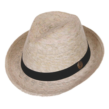 Memphis Burnt Palm Leaf Fedora Hat - Tula Hats Fedora Hat Tula Hats TU1-1700 Pale Palm Straw S/M Stretch band (56-57 cm)