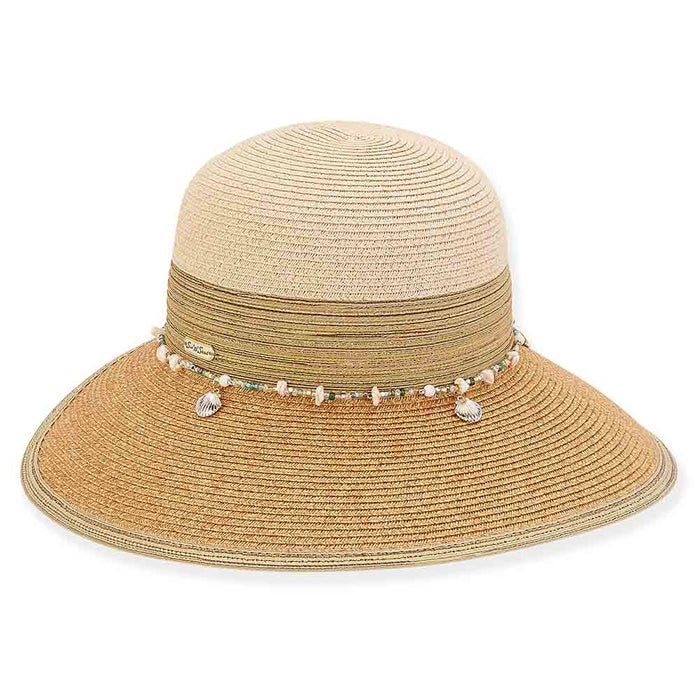 Metallic Braided Backless Facesaver Sun Hat - Sun 'N' Sand Hats Facesaver Hat Sun N Sand Hats HH2746B Tan Medium (57 cm)