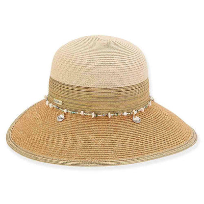 Metallic Braided Backless Facesaver Sun Hat - Sun 'N' Sand Hats Facesaver Hat Sun N Sand Hats HH2746B Tan Medium (57 cm)